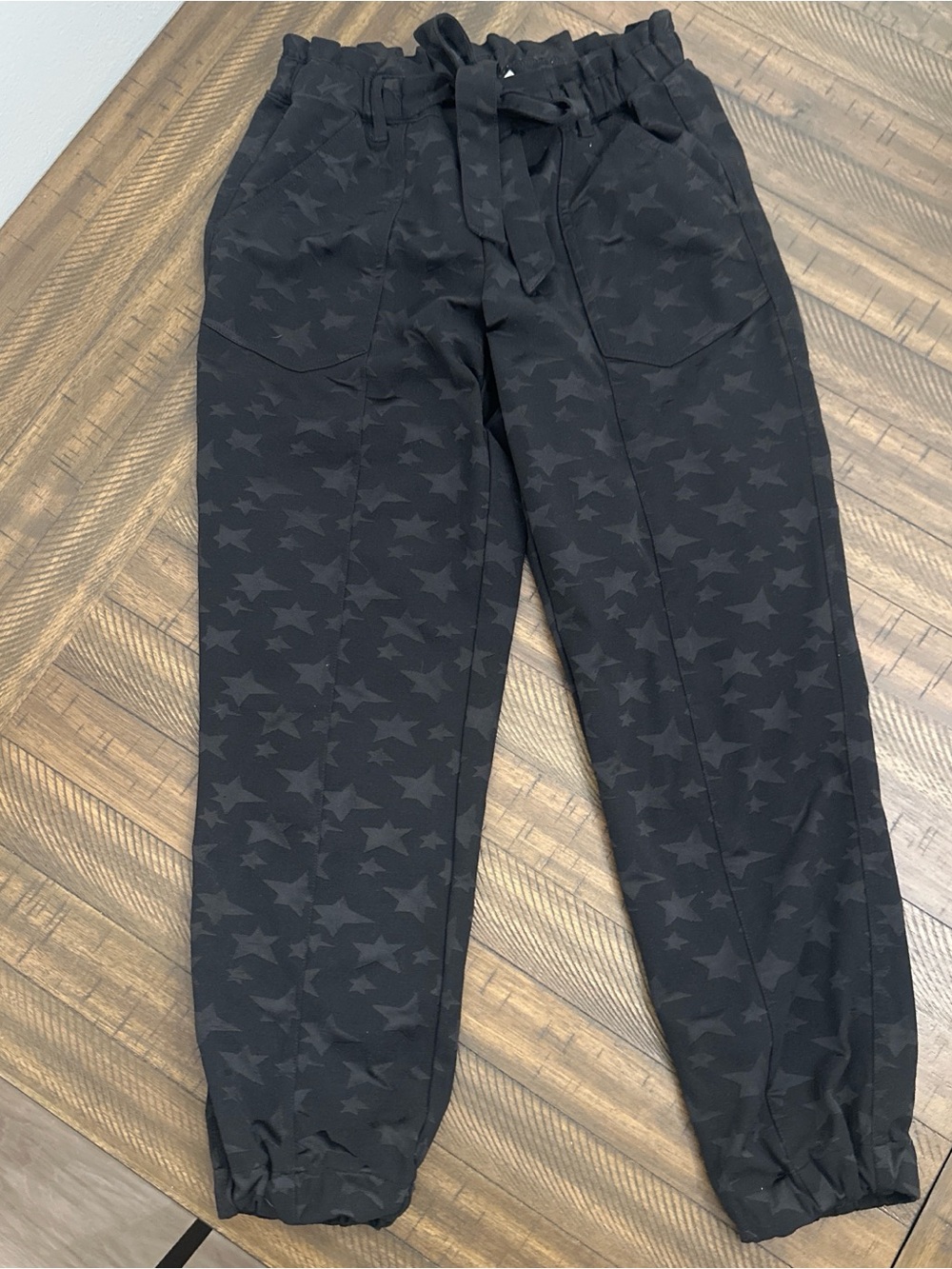 Star Print Jogger Pants - Black